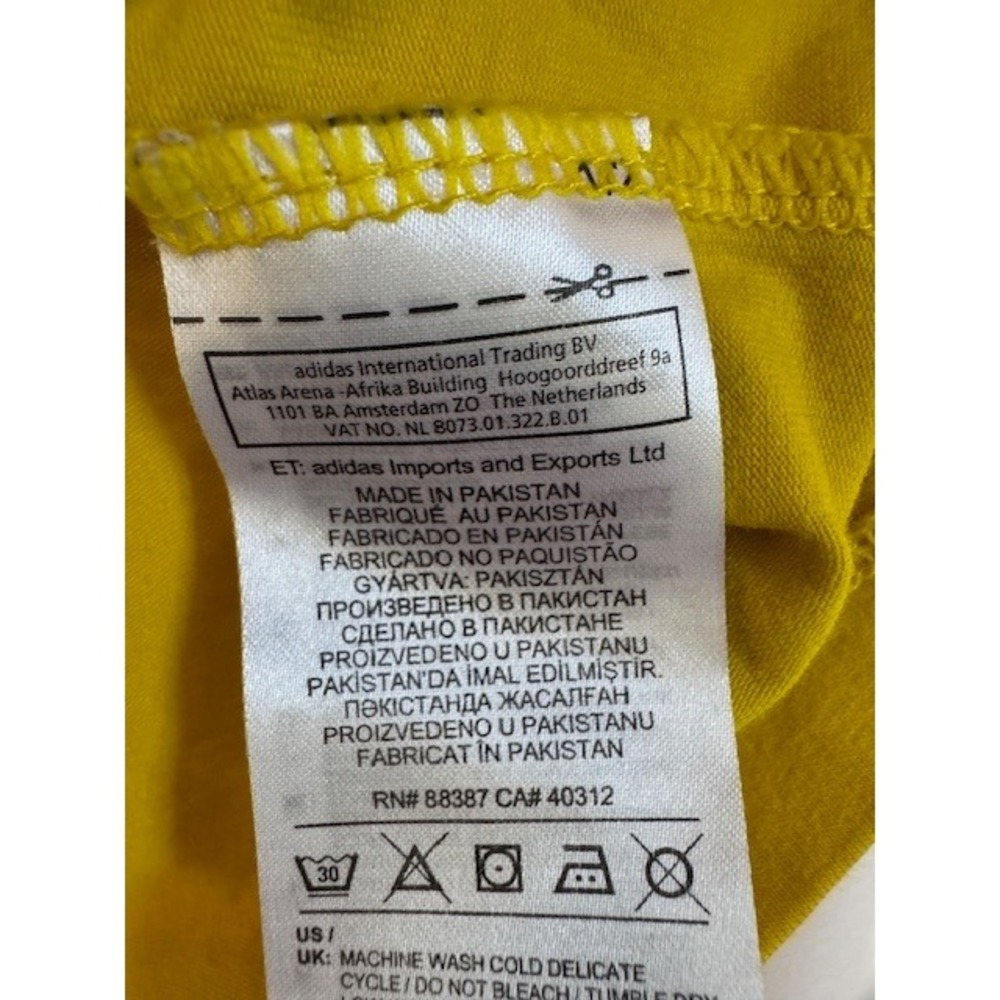 Adidas Trefoil Logo T-Shirt‎ Golden Yellow Short Sleeve Graphic Tee Top S - Picture 4 of 5